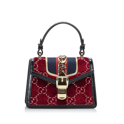 Gucci Mini GG Velvet Sylvie Satchel (DMuxoM)