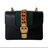 GUCCI MINI LEATHER SYLVIE CHAIN LEATHER CROSSBODY BAG