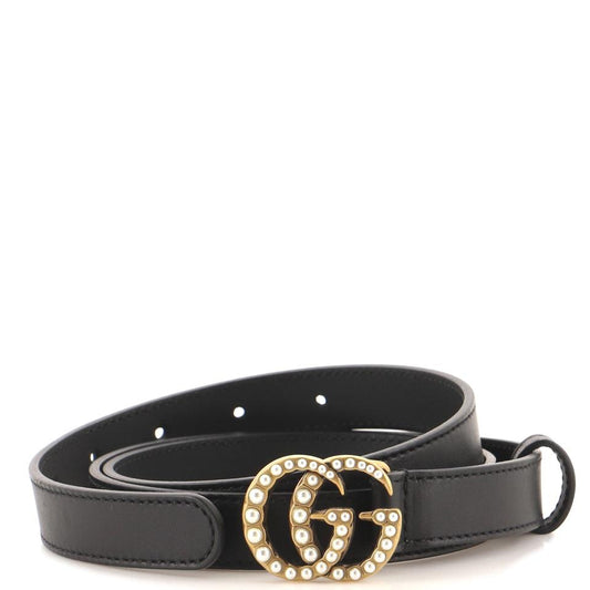 GUCCI PEARLY GG MARMONT LEATHER BELT
