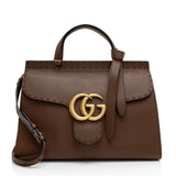 Gucci Pebbled Leather GG Marmont Top Handle Small Shoulder Bag (SHF-VGh3B4)
