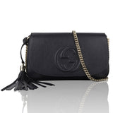 GUCCI PEBBLED CALFSKIN LEATHER SOHO CHAIN BAG