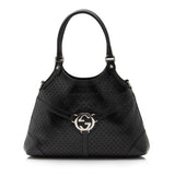 Gucci Perforated Leather Interlocking G Reins Satchel (SHF-23526)