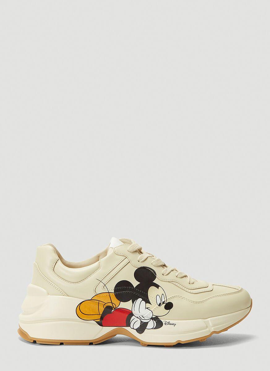 GUCCI X Disney Rhyton Mickey Mo  Leather Trainers