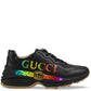 Gucci Black Leather Python Gucci Logo Sneakers
