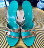 Gucci Monogram Metal Logo Slides