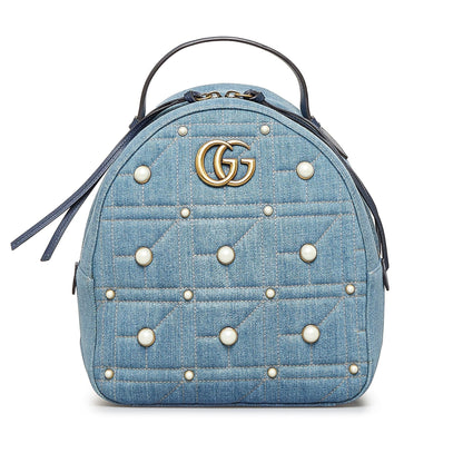 Gucci Small GG Marmont Pearl Denim Backpack (jyG2zX)