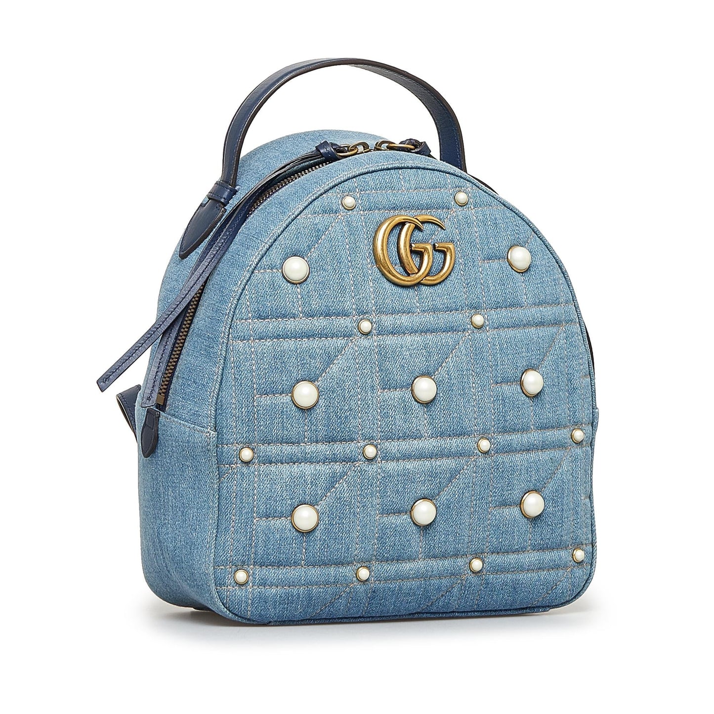 Gucci Small GG Marmont Pearl Denim Backpack (jyG2zX)