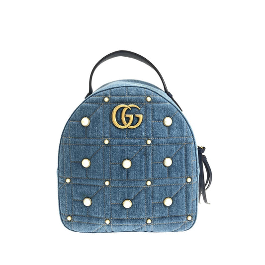 Gucci Small GG Marmont Pearl Denim Backpack (ANLR7W)