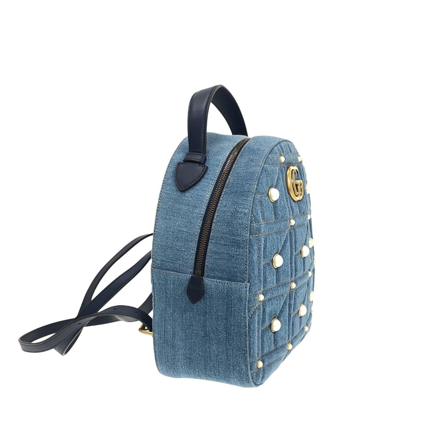 Gucci Small GG Marmont Pearl Denim Backpack (ANLR7W)