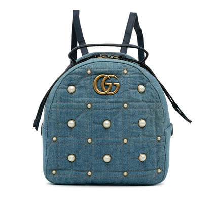 Gucci Small GG Marmont Pearl Denim Backpack (AWCod3)