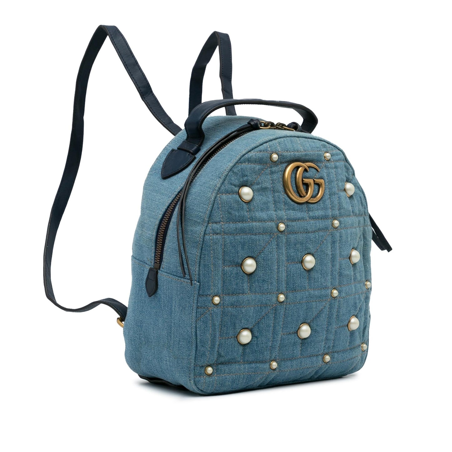 Gucci Small GG Marmont Pearl Denim Backpack (AWCod3)