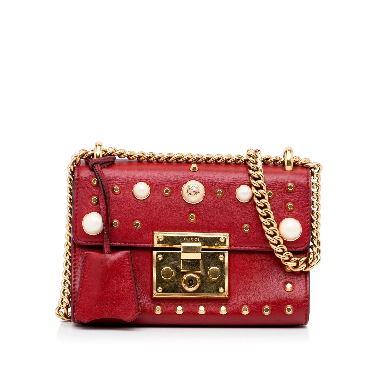 Gucci Small Leather Pearl Studded Padlock Crossbody Bag (lpKTdk)