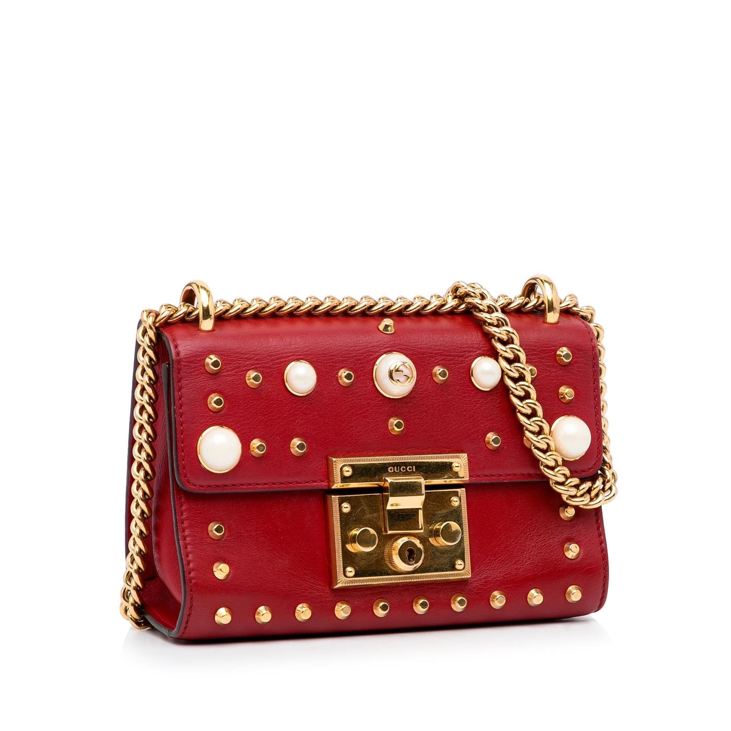 Gucci Small Leather Pearl Studded Padlock Crossbody Bag (lpKTdk)