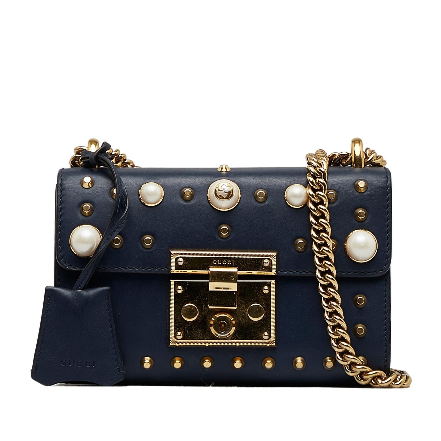 Gucci Small Pearl Studded Padlock Crossbody (ZuRWNW)