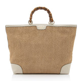 Gucci Straw Bamboo Top Handle Satchel (SHF-8UehuG)