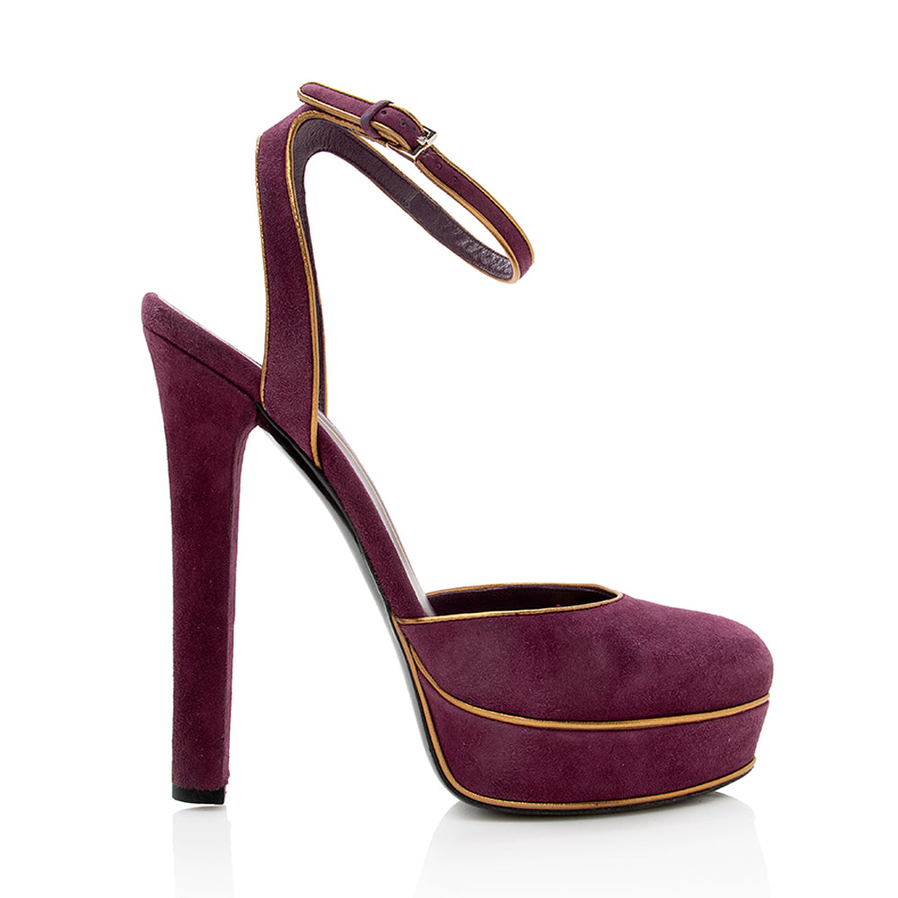 Gucci Suede Platform Pumps - Size 6.5 / 36.5 (SHF-18842)