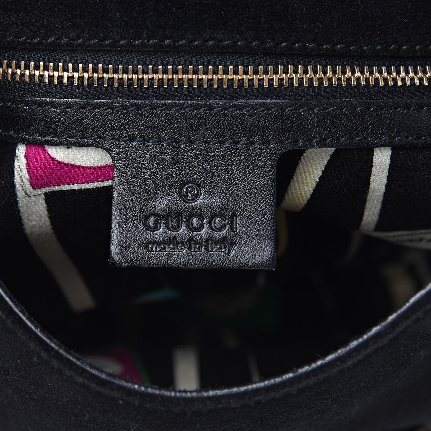 GUCCI Suede Wave Flap Bag Black