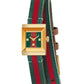 GUCCI Swiss G Frame Green-Red-Green Web Double Wrap Nylon Strap Watch