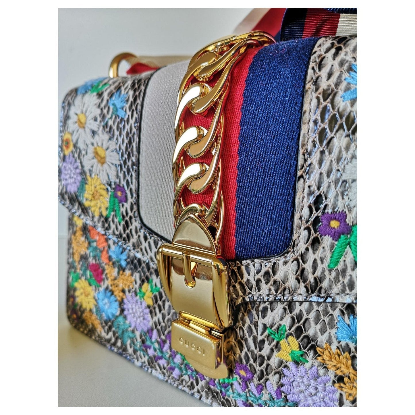GCI SYLVIE FLORAL PYTHON SHOULDER BAG-HS