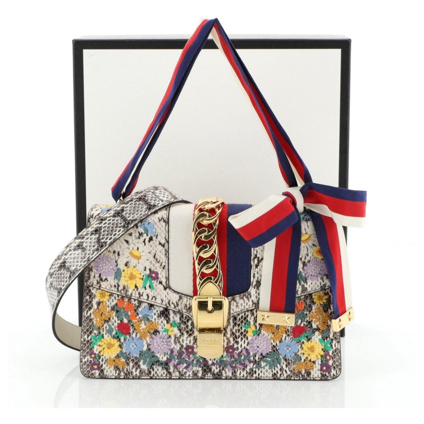GCI SYLVIE FLORAL PYTHON SHOULDER BAG-HS