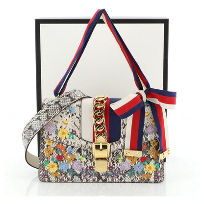 GCI SYLVIE FLORAL PYTHON SHOULDER BAG-HS