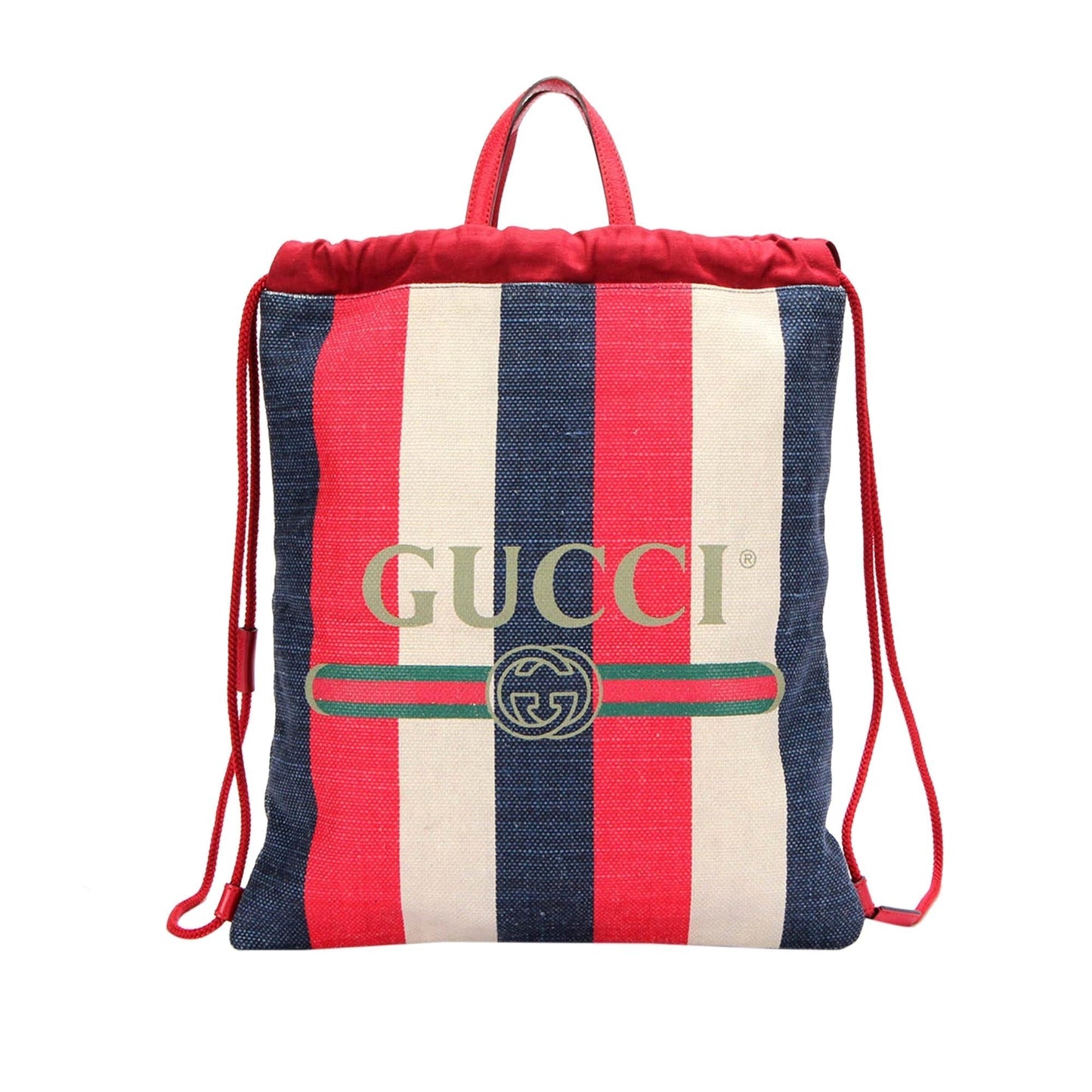 Gucci Sylvie Stripe Canvas Drawstring Backpack (q4xOwU)
