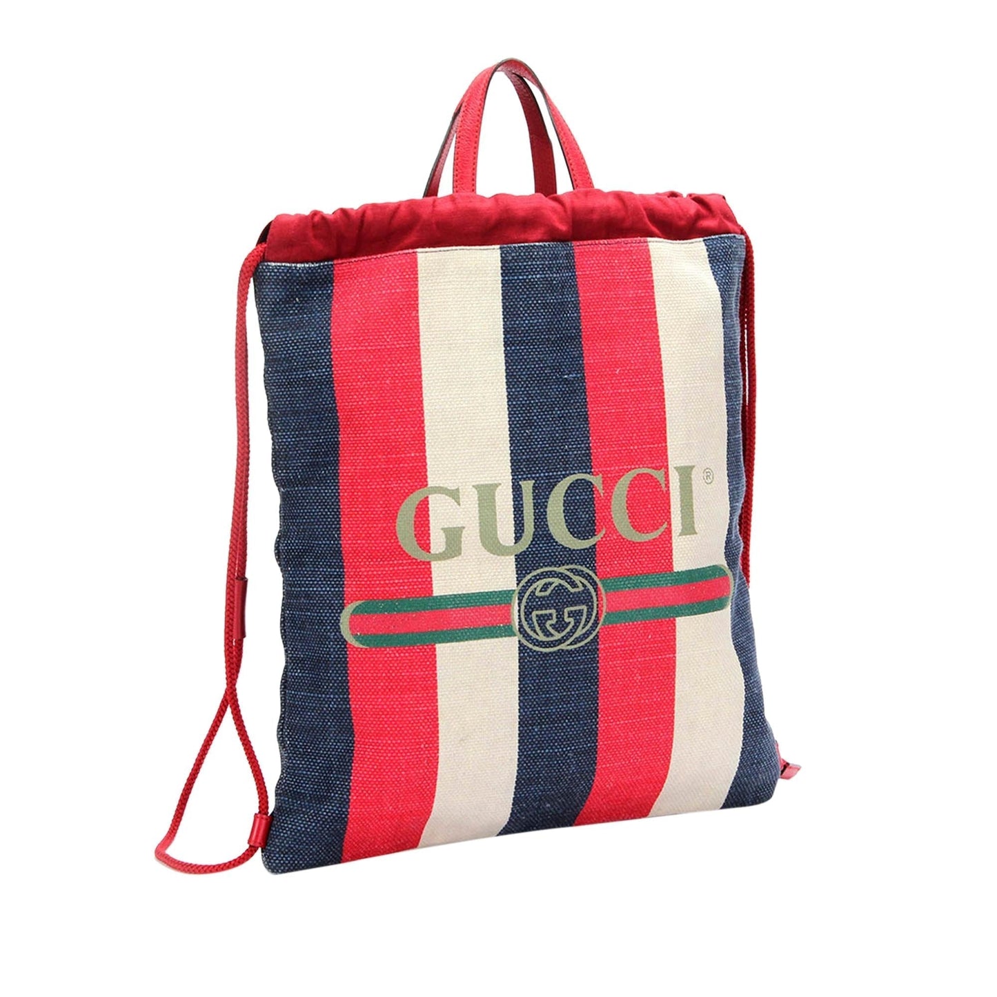 Gucci Sylvie Stripe Canvas Drawstring Backpack (q4xOwU)