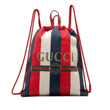 Gucci Sylvie Stripe Logo Drawstring Backpack