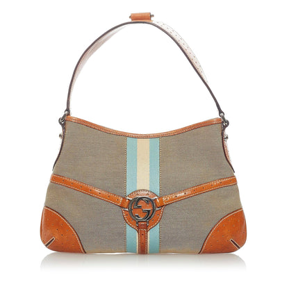 Gucci Web Canvas Reins Shoulder Bag (33211)