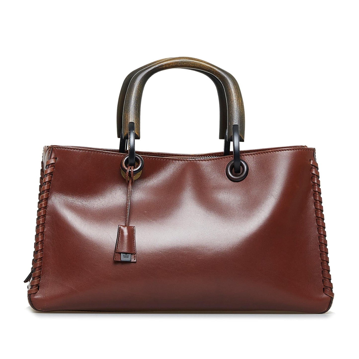 Gucci Whipstitch Wood Handle Handbag (caHaIH)