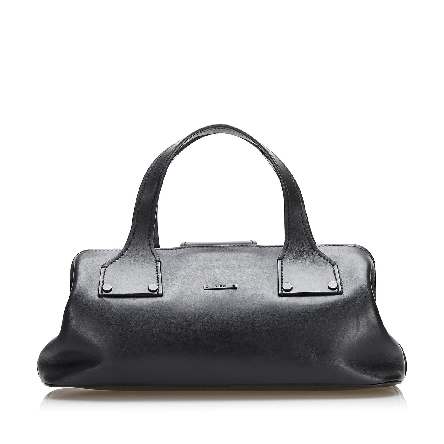 Gucci Wood Hook Closure Leather Handbag (36643)