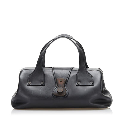 Gucci Wood Hook Closure Leather Handbag (36643)