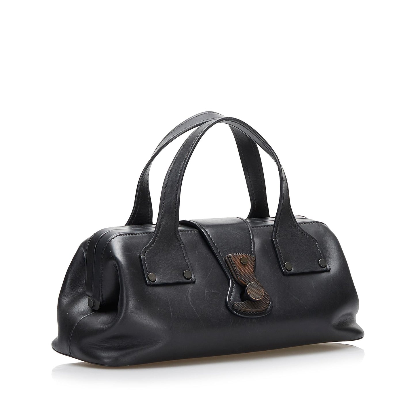 Gucci Wood Hook Closure Leather Handbag (36643)