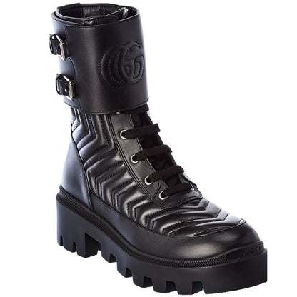GUCCI GG FRANCES MATELASSE PLATFORM COMBAT BOOTS