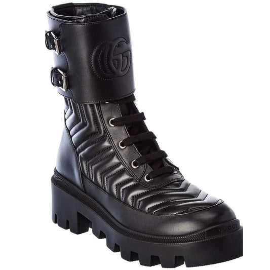 GUCCI GG FRANCES MATELASSE PLATFORM COMBAT BOOTS