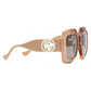 GUCCI CHAIN-TRIMMED SQUARE OVERSIZED SUNGLASSES