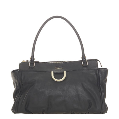 GUCCI BLACK LEATHER D-RING  BAG