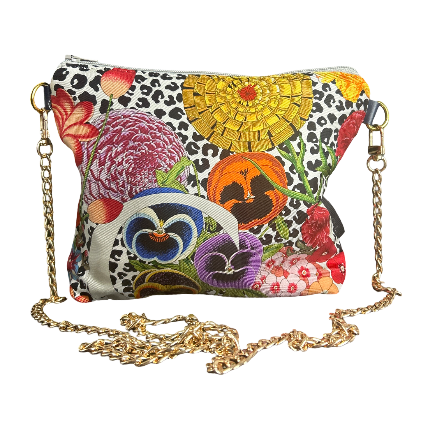 Floral Leopard   Silk Scarf Crossbody Bag