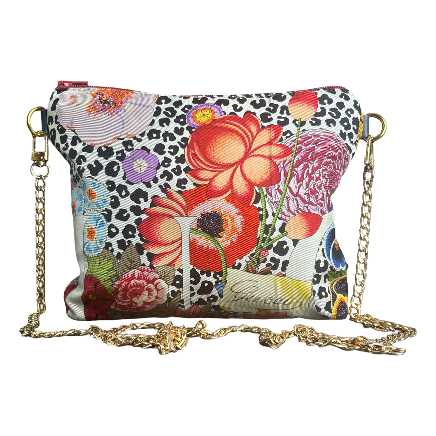 Floral Leopard   Silk Scarf Crossbody Bag