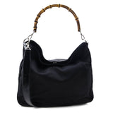Gucci Black Nylon Bamboo Hobo Bag