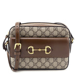 Gucci Brown GG Supreme Monogram Small Horsebit 1955 Shoulder Bag