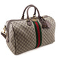 Gucci Brown Monogram GG Supreme Canvas Web Ophidia Medium Duffle Bag