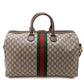 Gucci Brown Monogram GG Supreme Canvas Web Ophidia Medium Duffle Bag