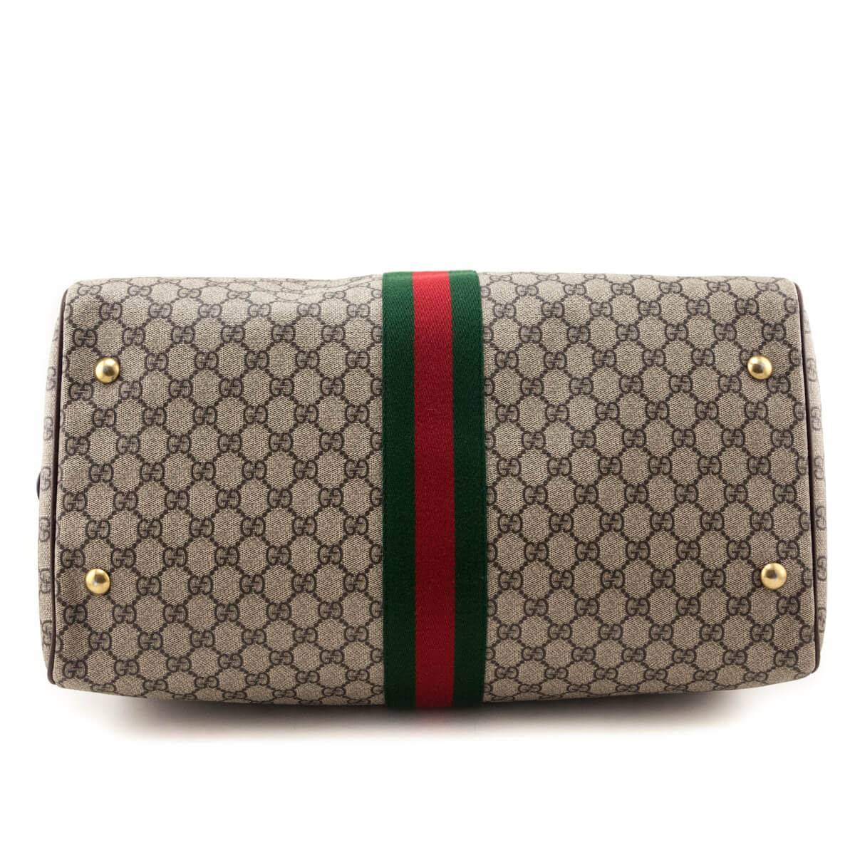 Gucci Brown Monogram GG Supreme Canvas Web Ophidia Medium Duffle Bag