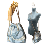Equestrian Gray   Scarf Drawstring Crossbody Bag