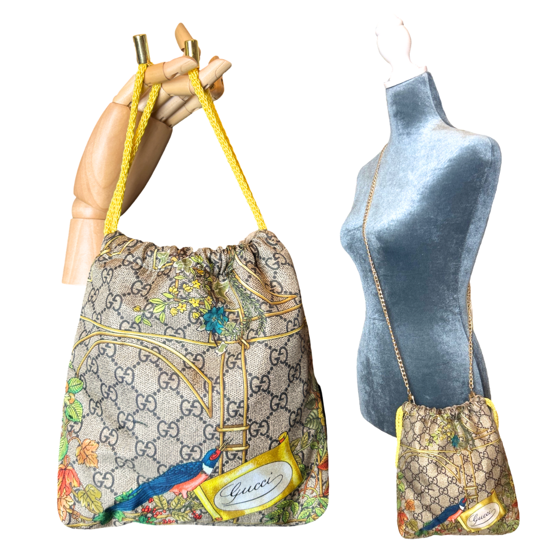 Floral Lattice   Scarf Drawstring Crossbody Bag
