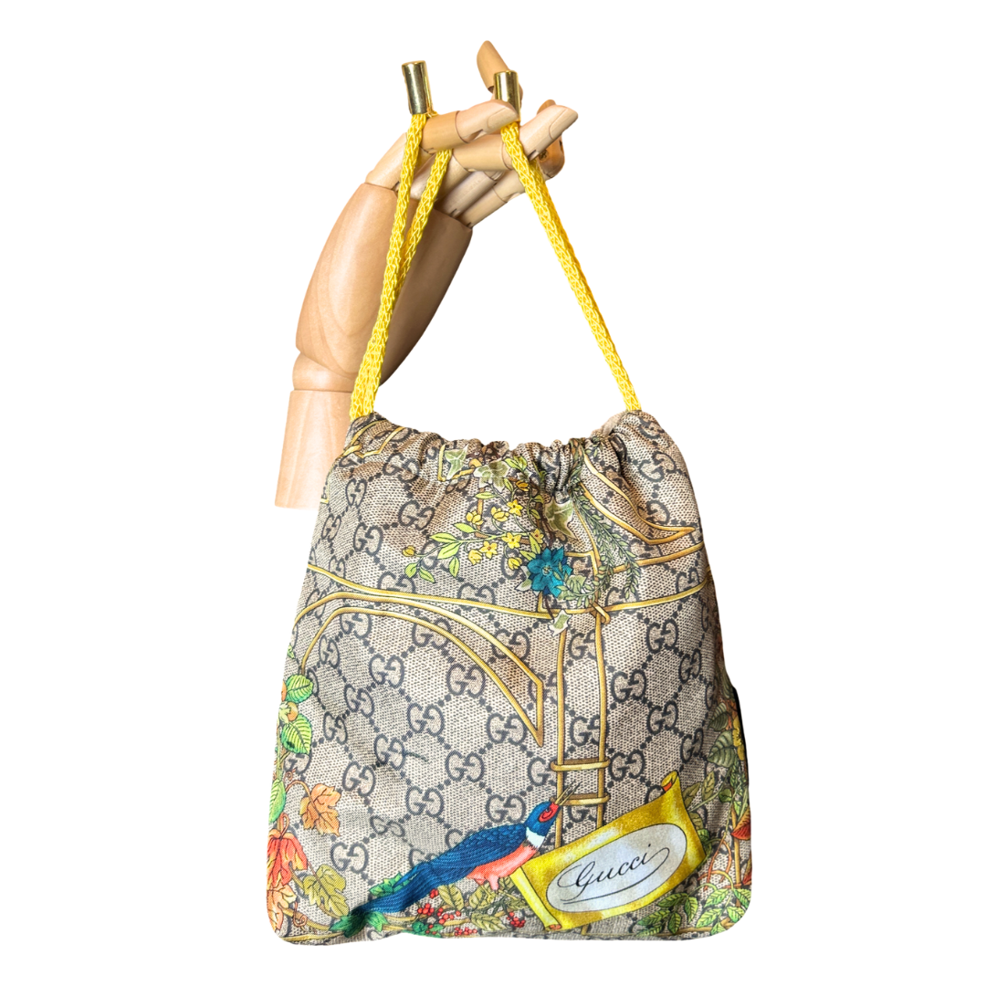 Floral Lattice   Scarf Drawstring Crossbody Bag