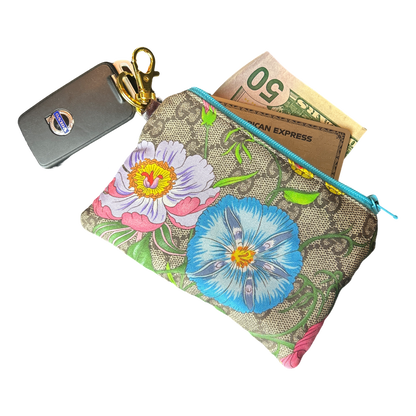GG Logo Flora   Silk Scarf Coffee Run Keychain Bag