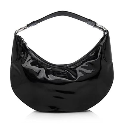 GUCCI PATENT LEATHER HALF MOON BAG