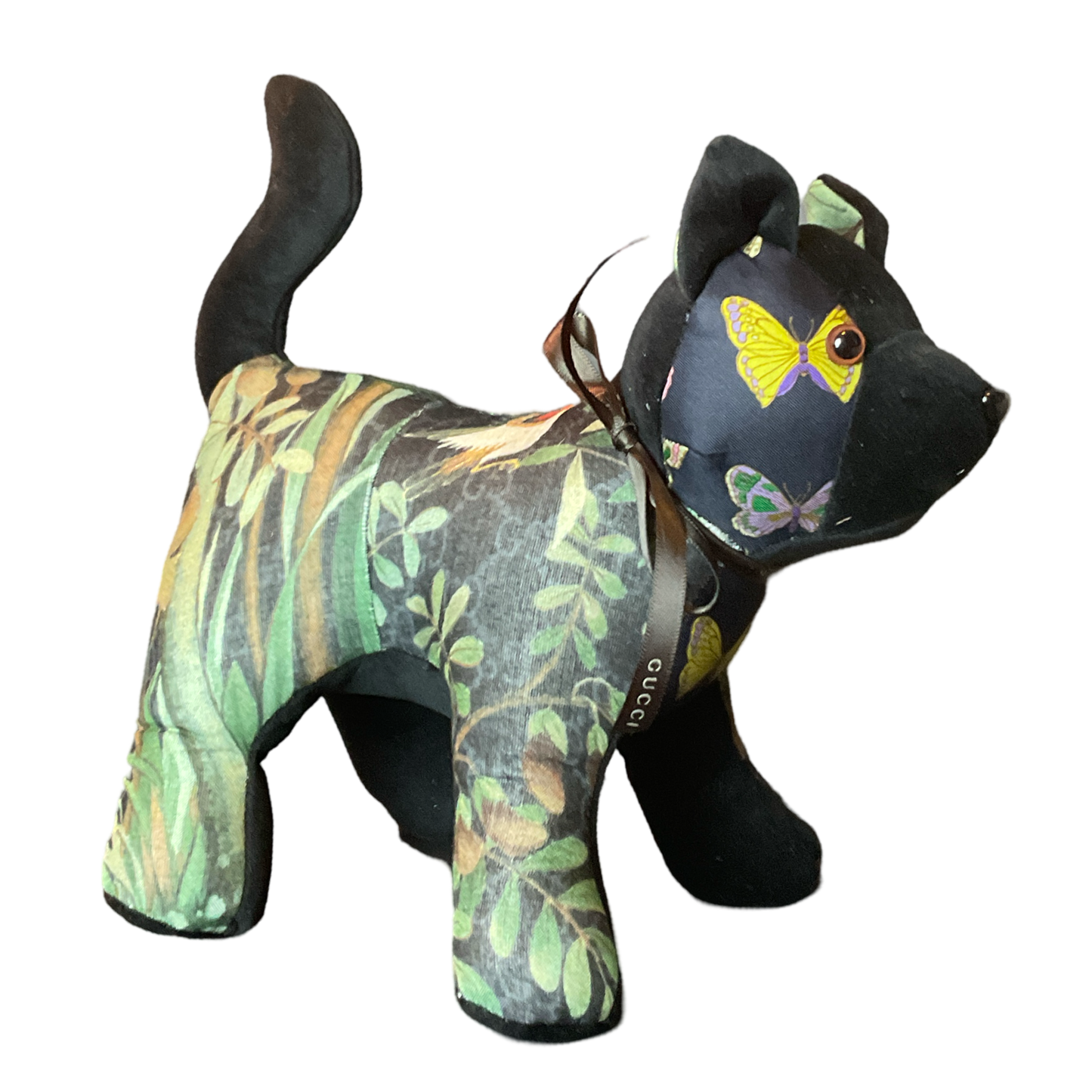 GG Logo Chinoiserie Noir   Silk Scarf Charming Kitten